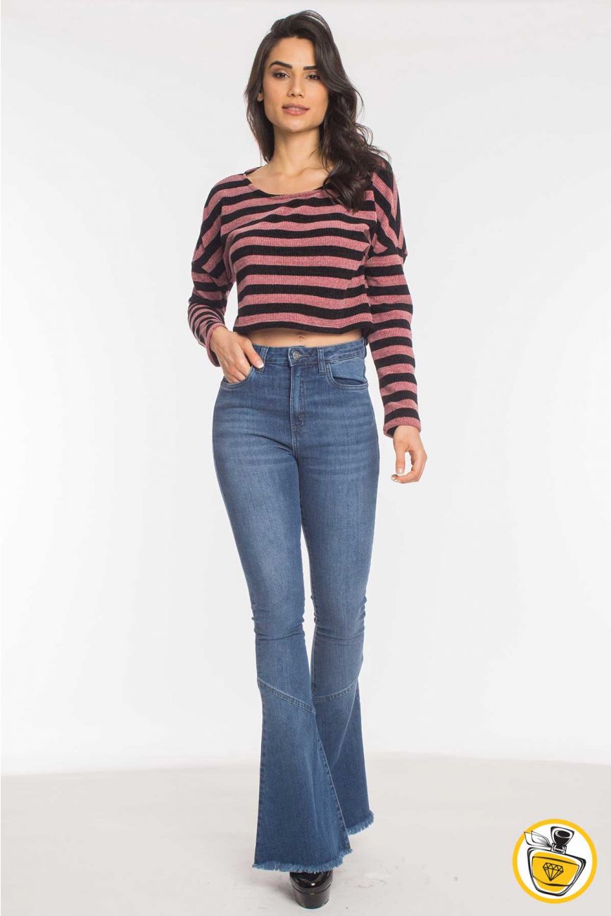 calça jeans flare petit